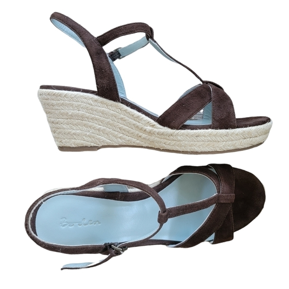 BODEN Brown Suede Wedged Espadrilles